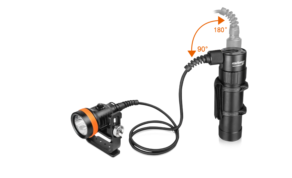 ORCA D630 Canister Light Scuba Diving CREE LED 4000-Lumens Sidemount Backmount Underwater 150-Meter Waterproof Search Tech Dive