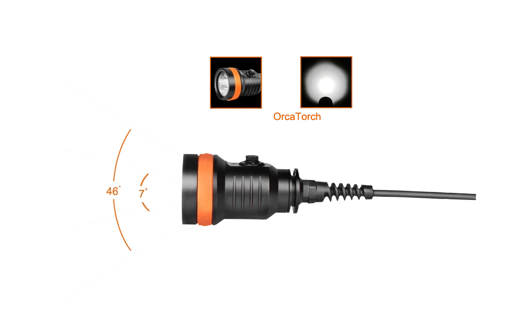 ORCA D630 Canister Light Scuba Diving CREE LED 4000-Lumens Sidemount Backmount Underwater 150-Meter Waterproof Search Tech Dive