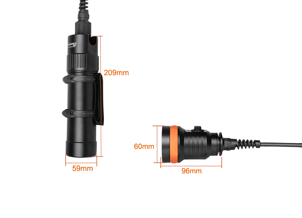 ORCA D630 Canister Light Scuba Diving CREE LED 4000-Lumens Sidemount Backmount Underwater 150-Meter Waterproof Search Tech Dive