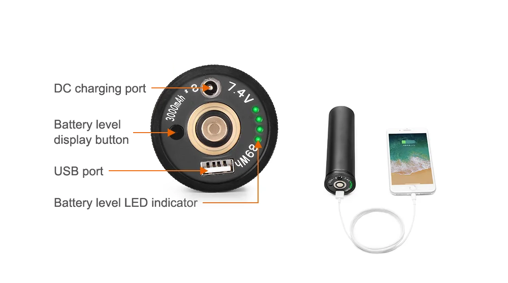 ORCA D630 Canister Light Scuba Diving CREE LED 4000-Lumens Sidemount Backmount Underwater 150-Meter Waterproof Search Tech Dive